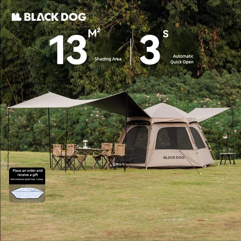 Blackdog Outdoor Hexagon Tent with Automatic Folding And Rapid Setup - Portable Camping Gear For Trailers
