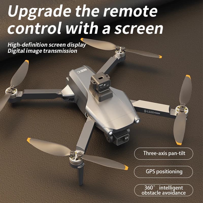 L600 PRO Max GPS Drone With Screen Control 8K HD Dual Camera Brushless Obstacle Avoidance 3-Axis Gimbal Aerial FPV RC Dron 1KM