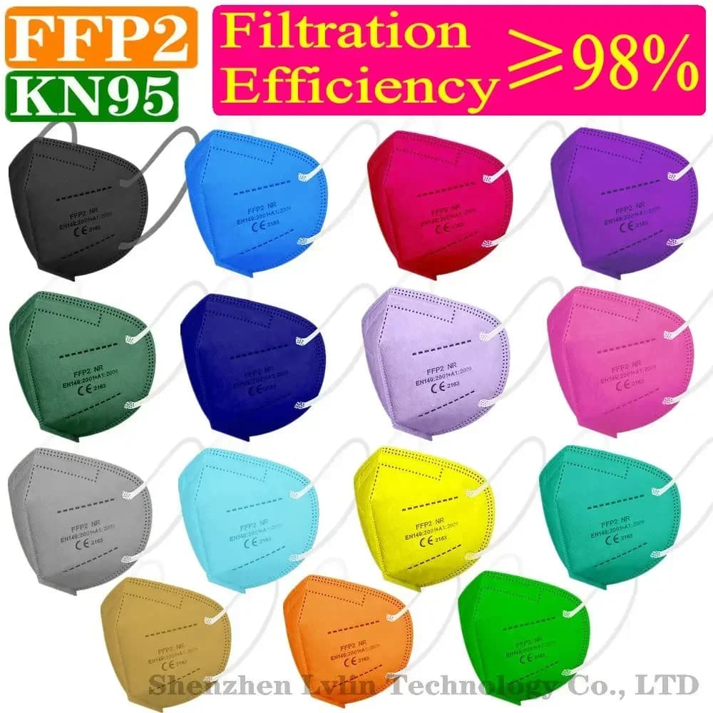 Kn95 15 colors FFP2 KN95 5 layers black fabric mask for adults Mascarillas protective masks for mouth FPP2 filter mask