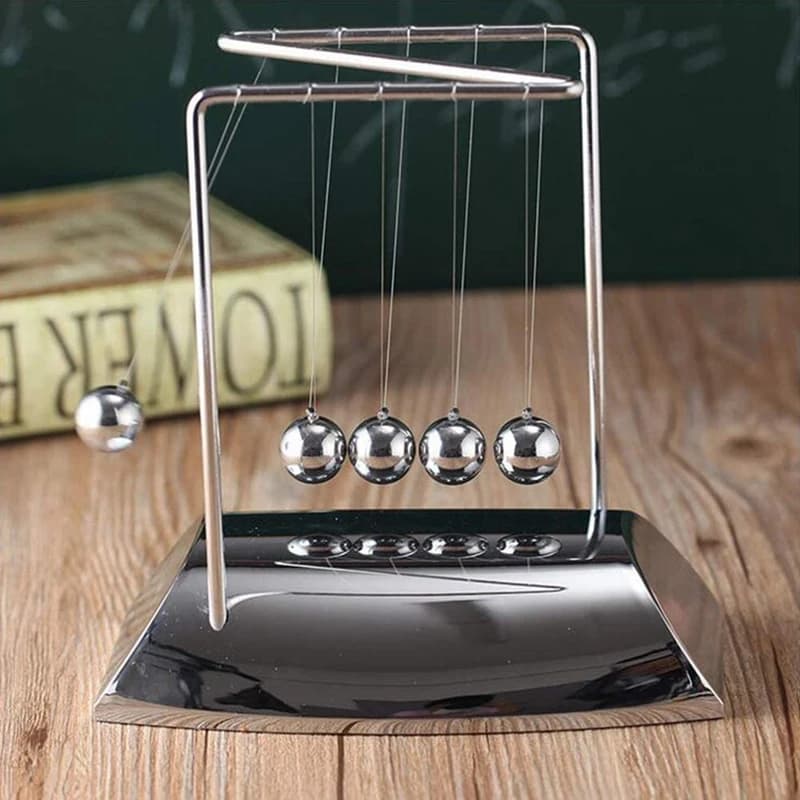 Le sfere di Newton LNHF portano 5 palline, culla di Newton a forma di Z, sfere di pendolo in materiale metallico elettrolitico con base, gadget di fisica