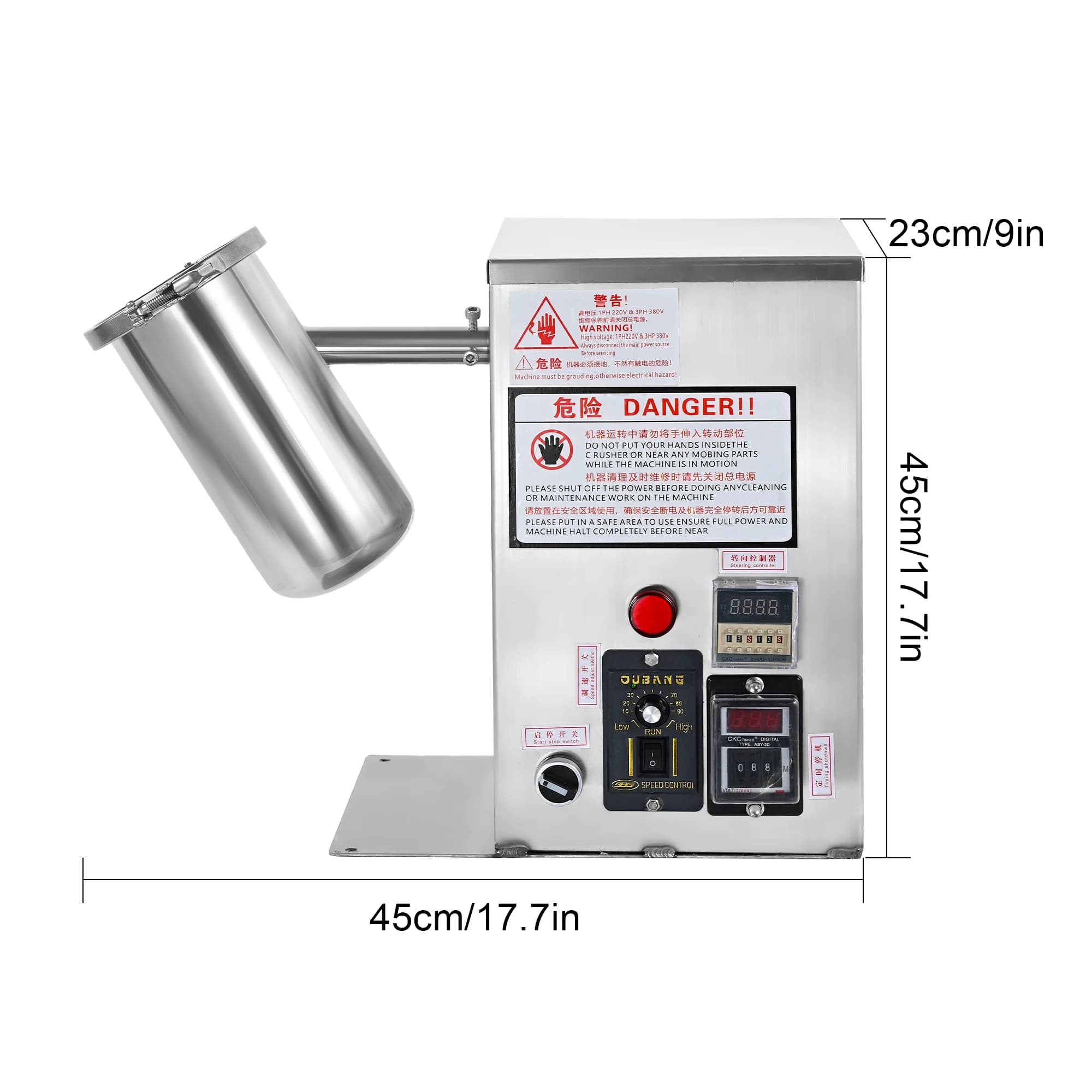 Miscelatore per Polveri da Laboratorio in Acciaio Inox 304 per Spezie, Proteine, Farine, Prodotti Chimici e Pigmenti