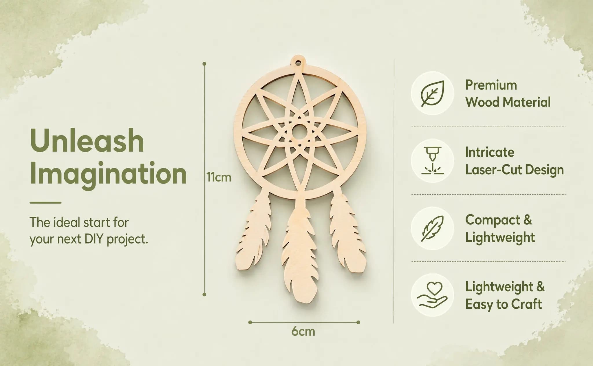 40Pcs Wooden Dream Catcher DIY Kits Unfinished Hanging Ornaments Craft Supplies for Creativity Hand Eye Coordination Rustic