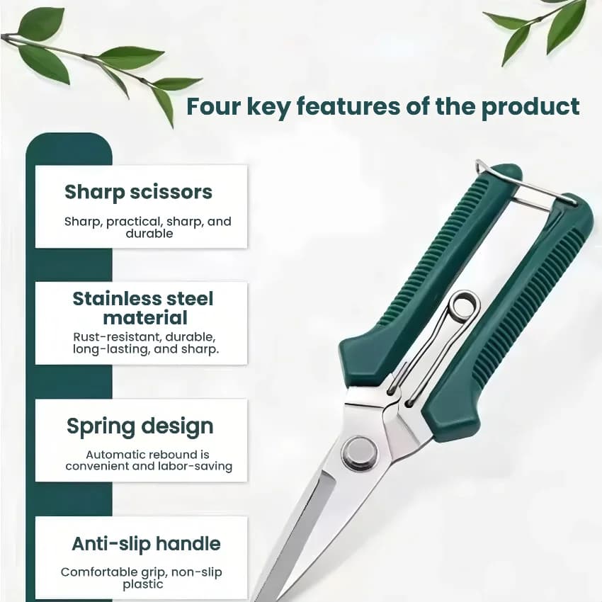 Pruning tools for domestic use for bonsai care - pruning scissors with straight stainless steel blade and anti-slip handle
