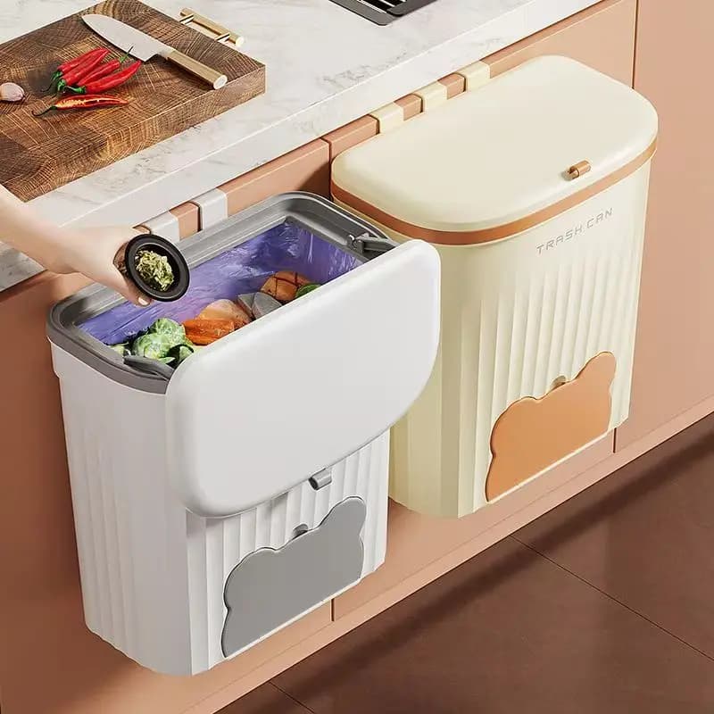 Cestino della spazzatura da cucina da 8,5/12 litri, pattumiera a parete con coperchio, cestino della spazzatura del bagno, bidone della spazzatura per armadio sotto il lavello, bidone del compost