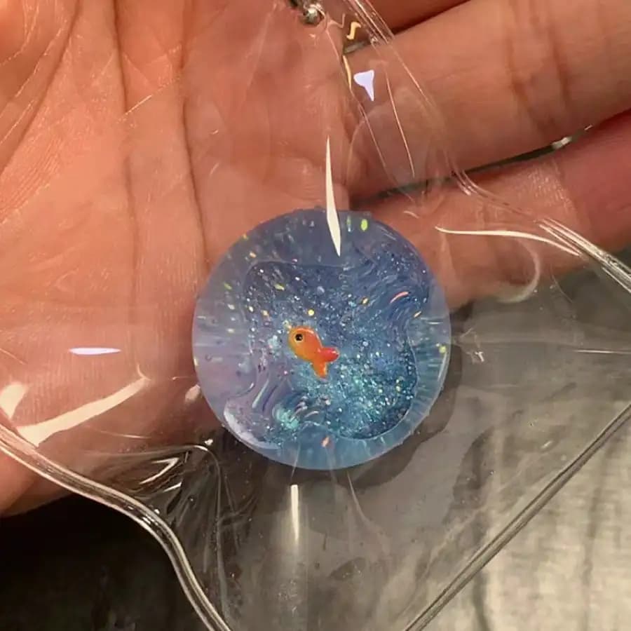 2026 New Ocean Planet Goldfish Squishy Stress Relief Keychain Random Color Backpack Pendant For Collector & Birthday Gift