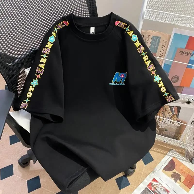 Loose Fit Summer Short Sleeve Men's T-Shirt Five-Quarter Thin Style Hoodie Casual Basic round Neck Polyester Fiber Tee