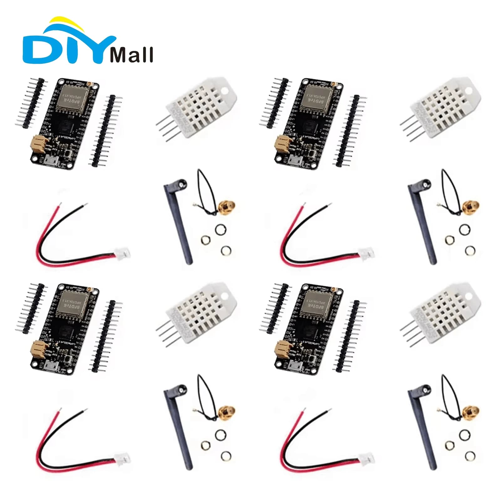 DIYmall Kit di Sviluppo LoRa32u4 II con 4 Schede SX1276 868MHz/915MHz e Antenna per Progetti IoT Arduino e Smart Home