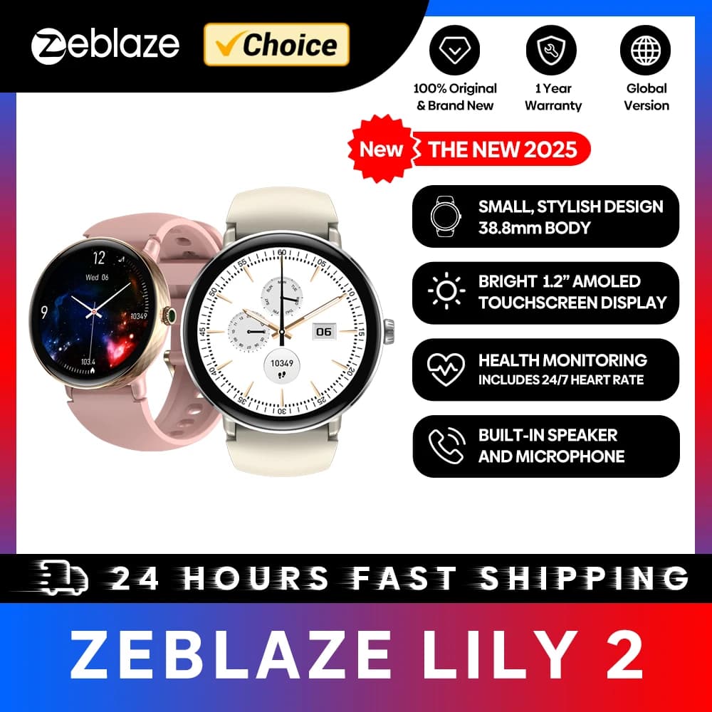 Nuovo Smartwatch Zeblaze Lily 2 2025 con Chiamate Vocali per Donne, Schermo AMOLED da 1,2 Pollici, Doppio Cinturino, Gestione della Salute e Funzioni Sportive