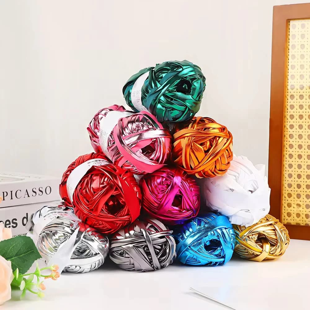 100 M/rotolo Metallico T-shirt Filato Tessuto Panno di Filato per Maglieria per Mano Borsa FAI DA TE Coperta Cuscino Progetti di Uncinetto