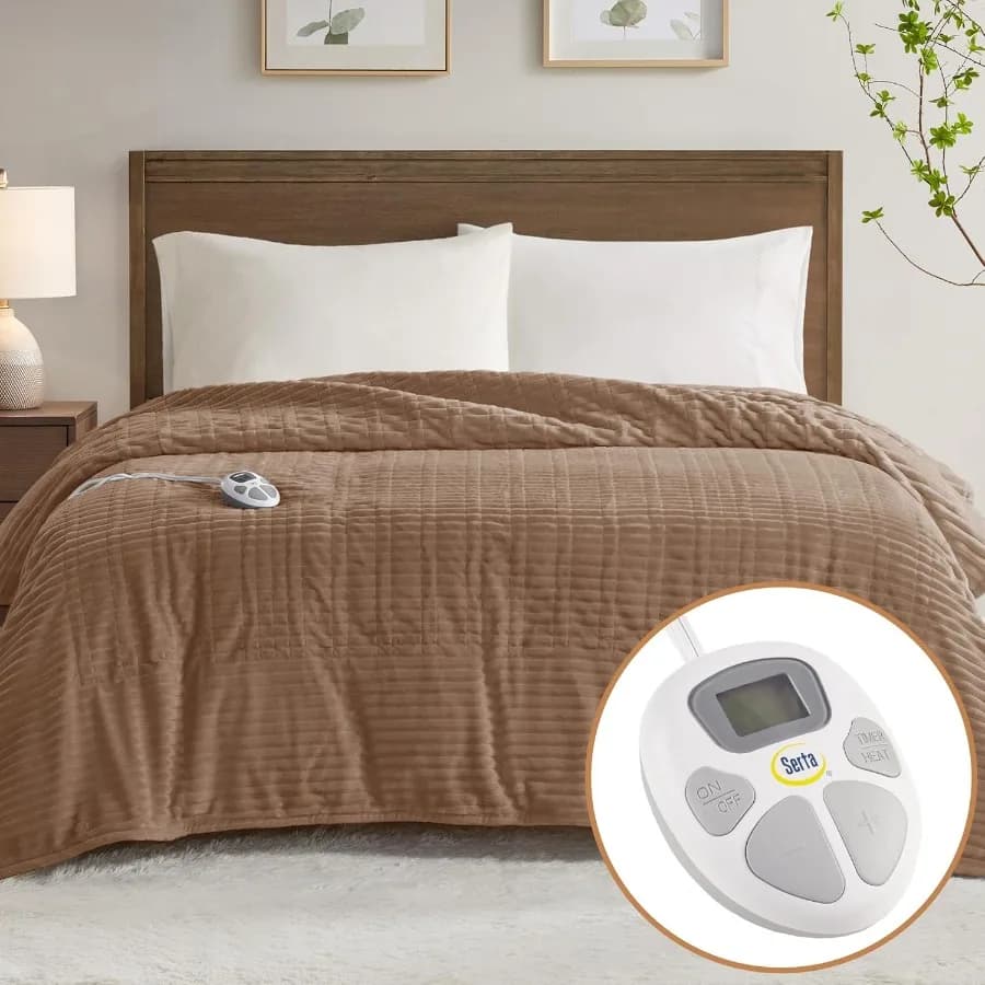 Coperta elettrica Coperta riscaldante in peluche a costine morbida completa per divano da ufficio 1-12 ore timer di spegnimento automatico 10 Lv riscaldamento ETL Certifie