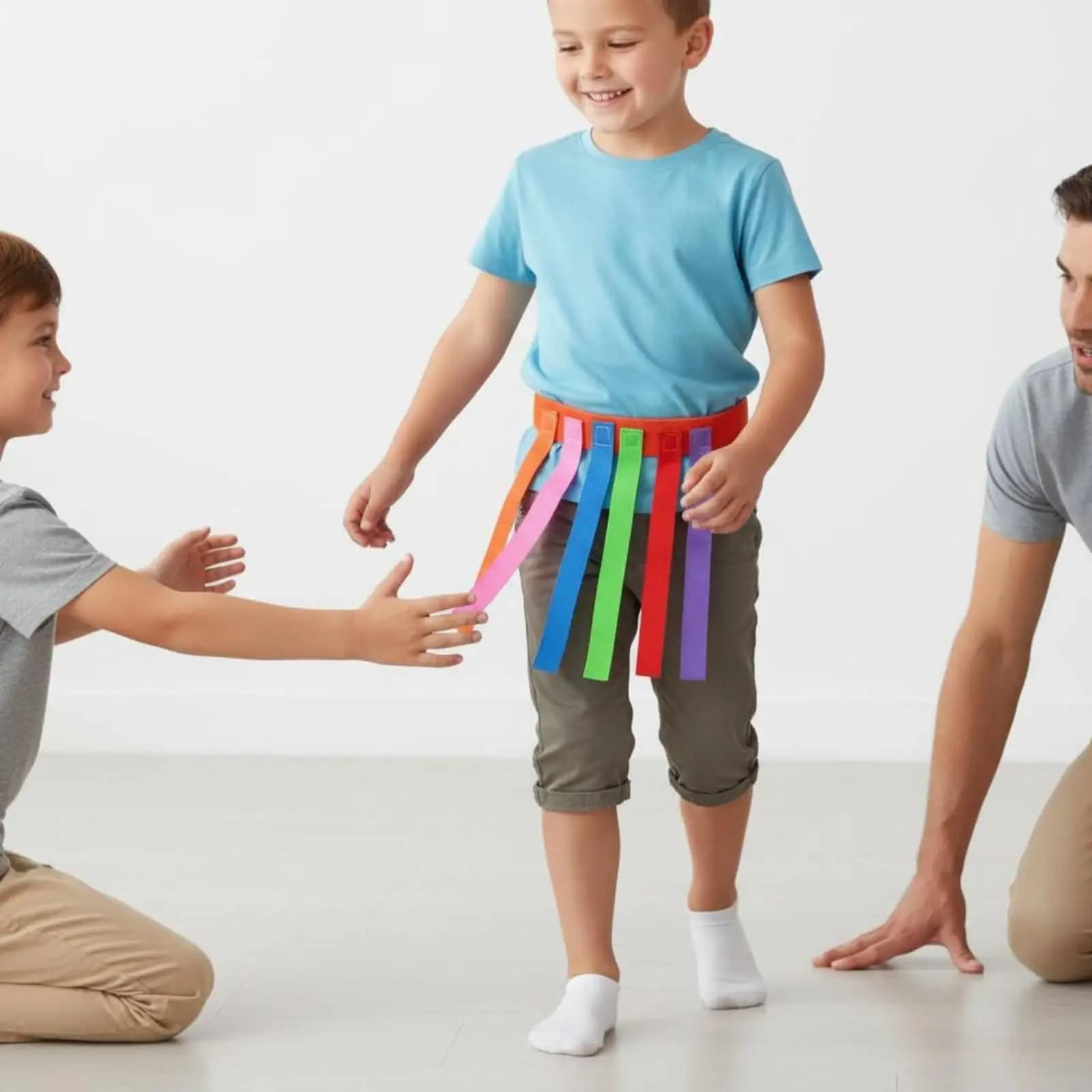 Pull the Tail Game Belt Parent-Child Children's Play Sensory Training Tails Colorful Design Adjustable Waist Belt with Ribbons
