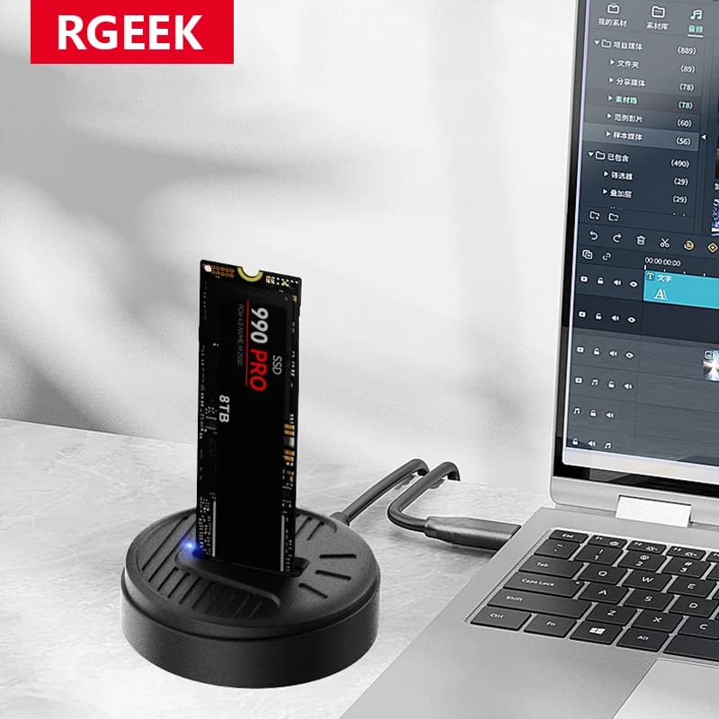 RGEEK M.2 SSD Docking Station in alluminio/plastica 1000 MB/s M2 NVME SSD Custodia esterna Tipo-C Base per disco rigido per PC portatile