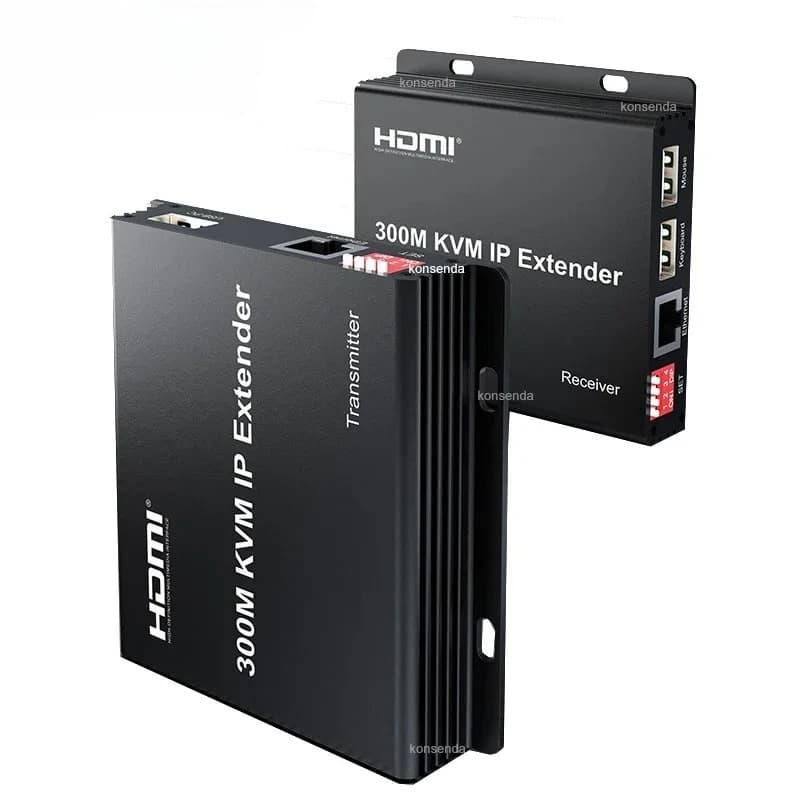 300M HDMI KVM Extender over IP Rj45 Cat6 Cable 984ft 1080P HDMI USB KVM Ethernet Extender TX to Many RX Support Mouse Keyboard