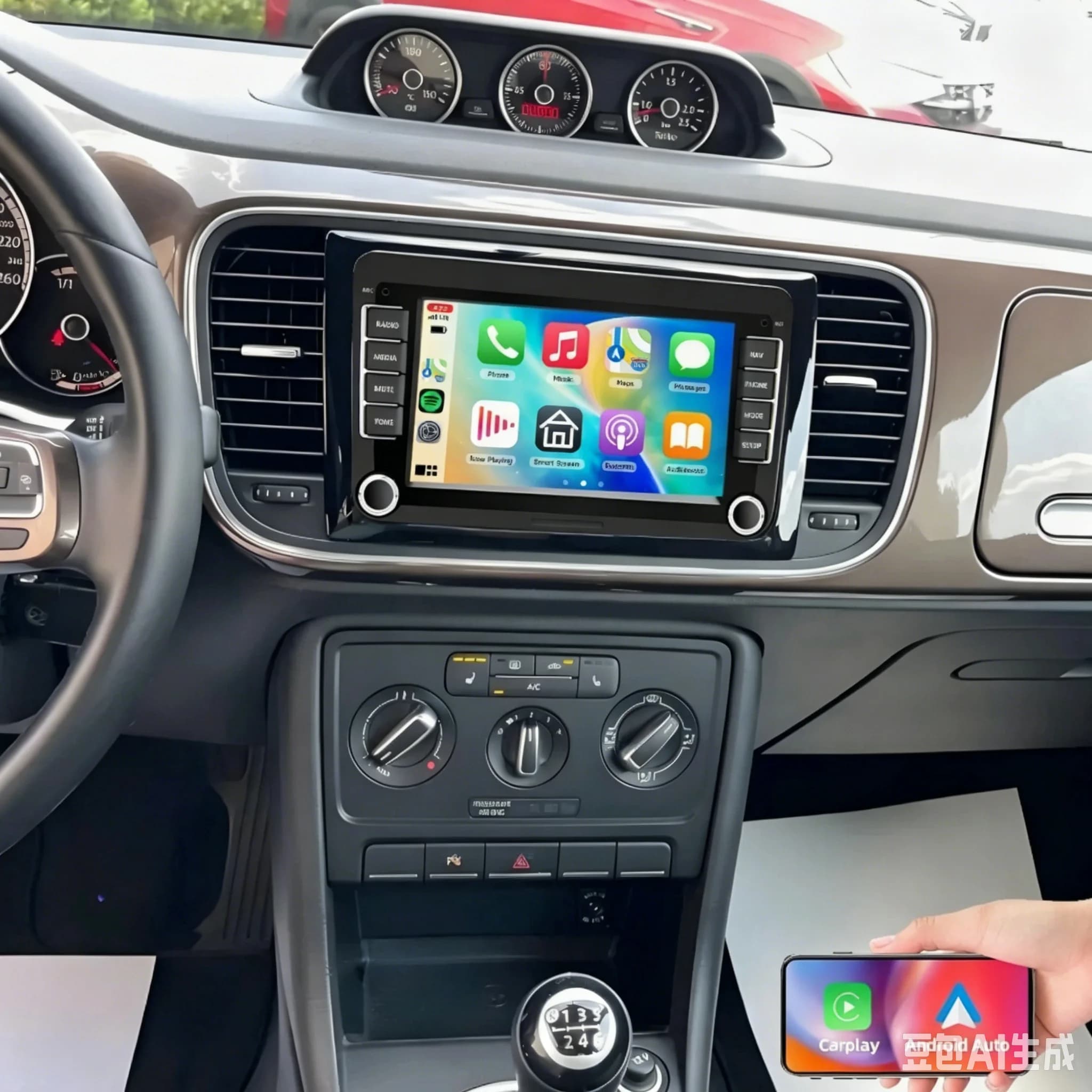 Autoradio Android 15 con Lettore Multimediale 7" 6+128GB per VW Beetle 2012-2019, Radio Auto con Apple Carplay Wireless, Audio Stereo, GPS e Navigazione