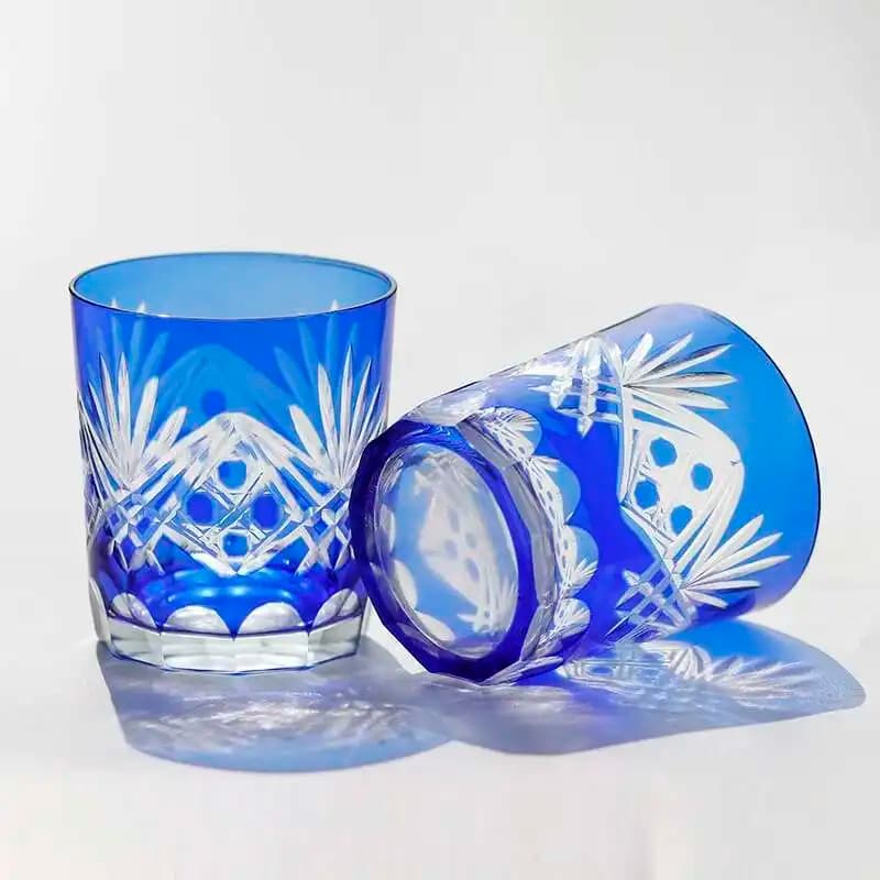 Blue Dragon Eye Whiskey Cup Cheap EDO Kiriko Crystal Wine Glass Japanese Style Rock Tumbler Whisky Snifter Beer Mug Dropshipping