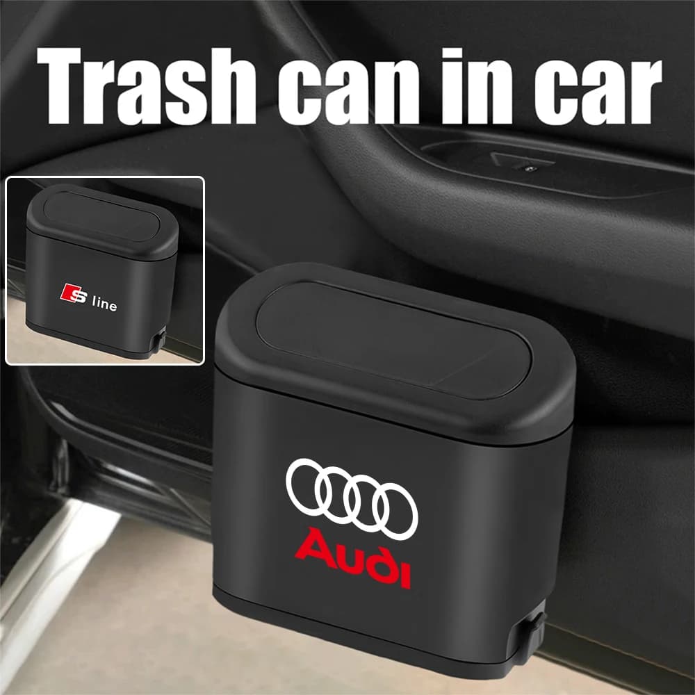 Car Trash Can Hanging Garbage Storage Box Vehicle Interior Accessories For Audi Sline A4 A5 A7 S4 RS4 A6 TT A1 A2 A3 Q1 Q3 Q5 Q8