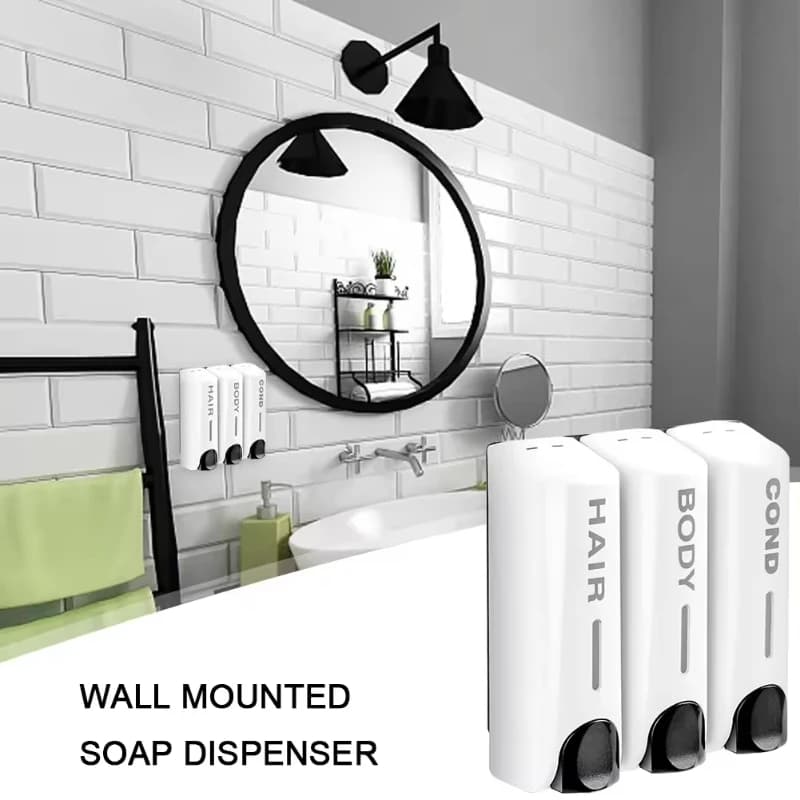 Dispenser di sapone a parete 1/2/3 350 ml, dispenser di shampoo e gel doccia, dispenser di sapone con pressa manuale per la casa dell'hotel senza punzonatura