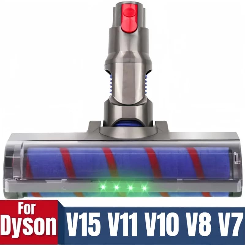 Soft Roller Brush Head For Dyson V15 V11 V10 V8 V7 Vacuum Cleaner, Brushes with Direct Drive and 4 LED Lights for Hard Floors