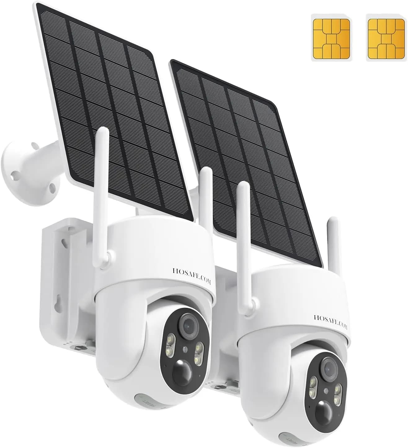 4G LTE Cellular Security Camera, 2K Solar Outdoor, No WiFi Needed, 360° PTZ, Motion Detection, Free Cloud Storage, 2 Pack