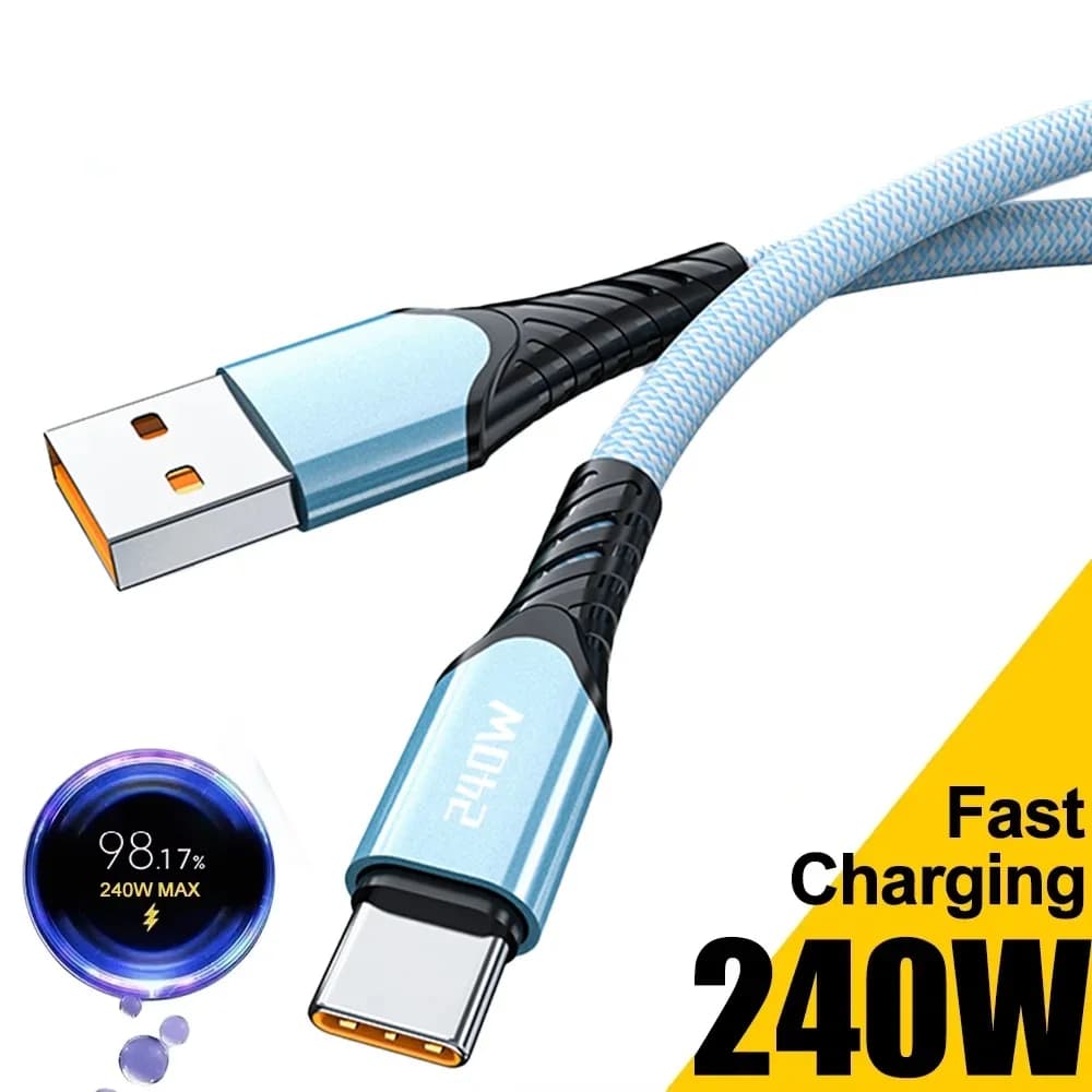 Cavo di ricarica rapida da USB a Type C da 240W, cavo dati per iPhone, Samsung, Xiaomi, Huawei, cavo di ricarica rapida da USB a USB C