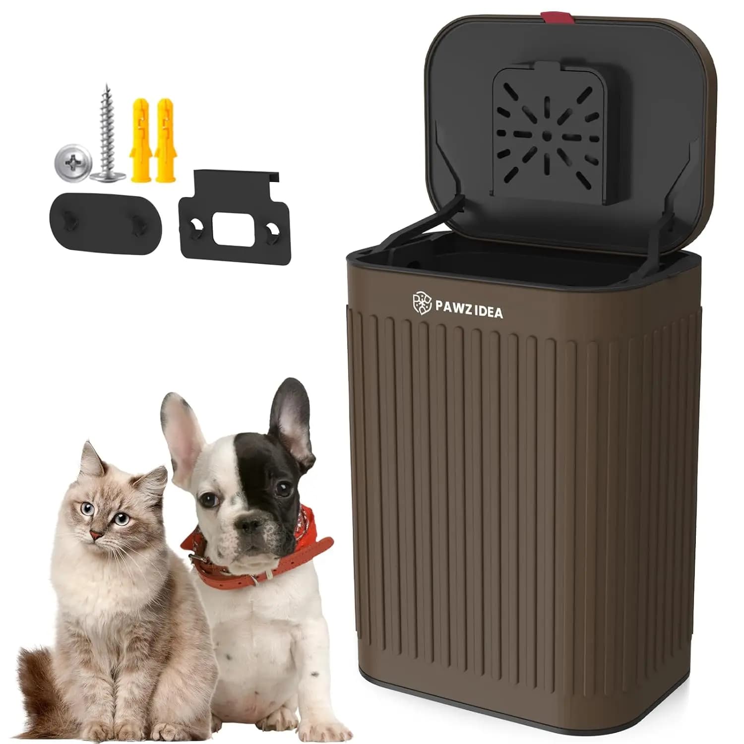 Cestino per Escrementi di Cane da Parete con Coperchio, Contenitore Impermeabile da 8 Litri per Rifiuti di Animali Domestici con Controllo degli Odori per Uso Esterno