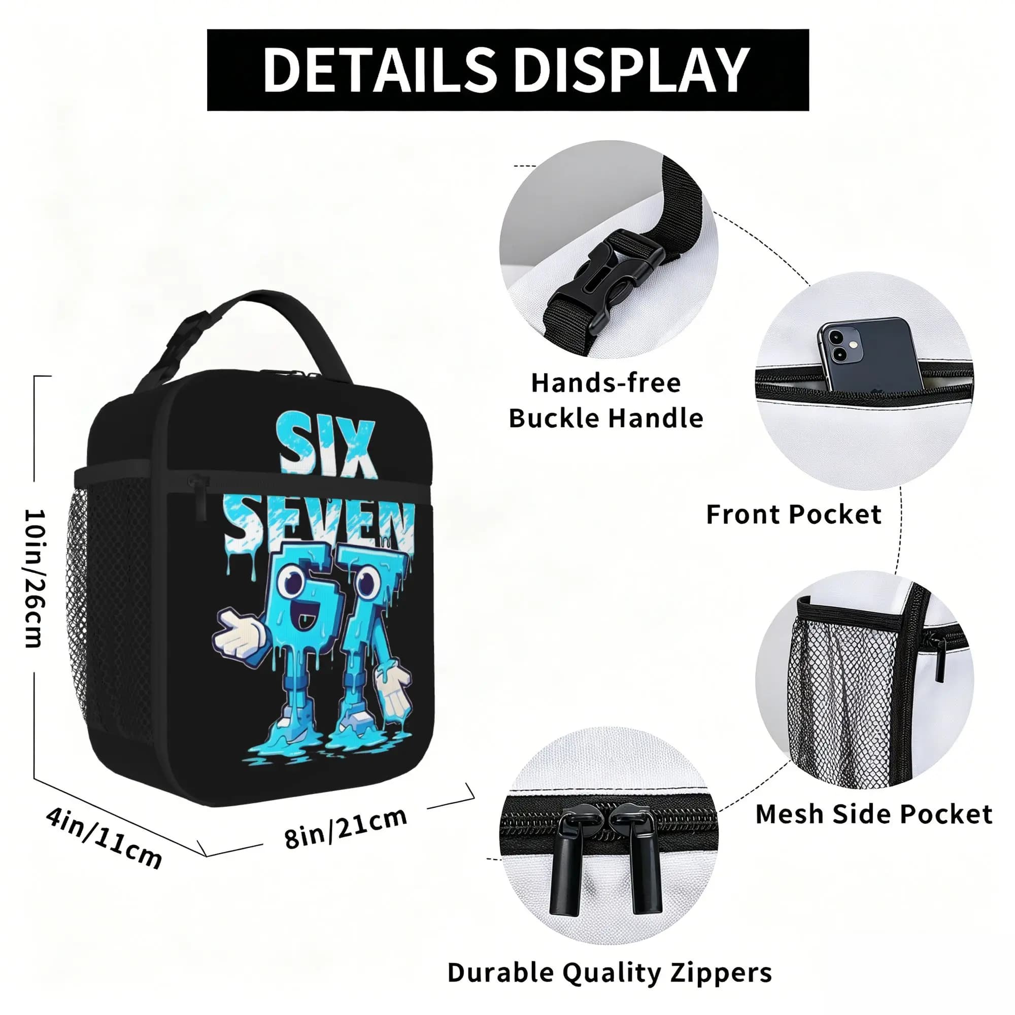 Funny Meme 67 Six Seven Thermal Insulated Lunch Bags for School Portable Food Container Bags Cooler Thermal Lunch Box