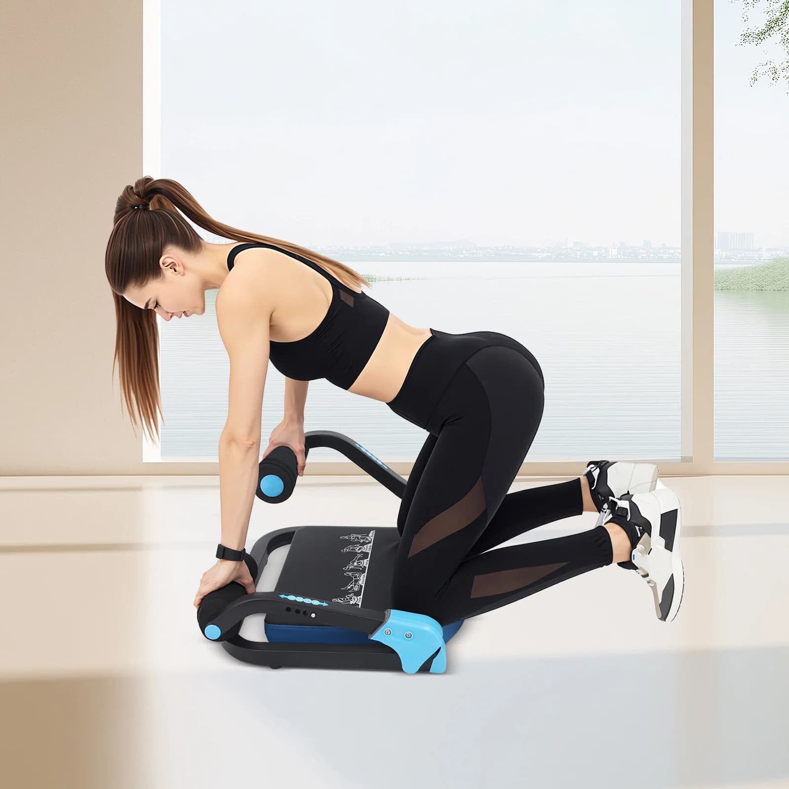 Mini Exercise Equipment for Home Gym, Abdominal Roller with Padding, Supports 120 kg, Compact Design and Core Training