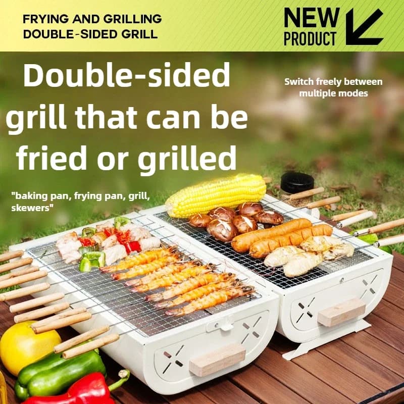 Barbecue Oven Household Grill Portable Outdoor Camping Non-smoking Grill Barbecue Cooking Appliances Double Sided Available