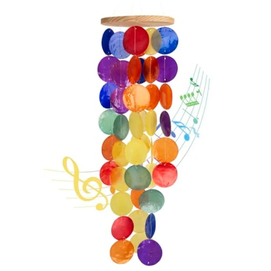 Rainbow Shell Outdoor Wind Chime, Handmade Decor for Garden & Indoor