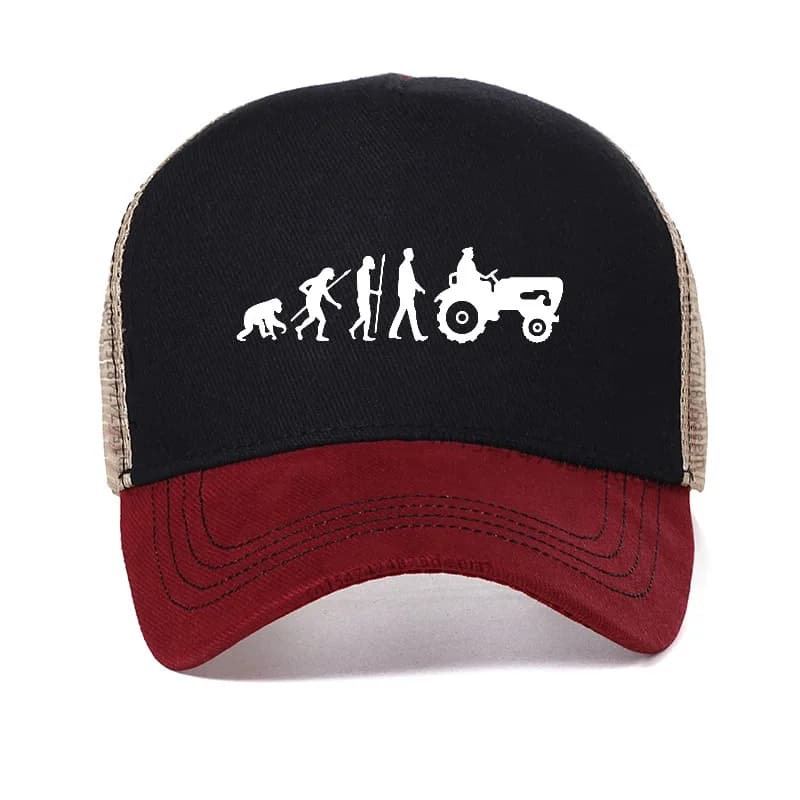 Cappello da Baseball da Uomo con Stampa Grafica Divertente 'Evolution of Tractor', alla Moda, Regolabile, per Esterni, Stile Contadino, Modello 'Evolution Contour'