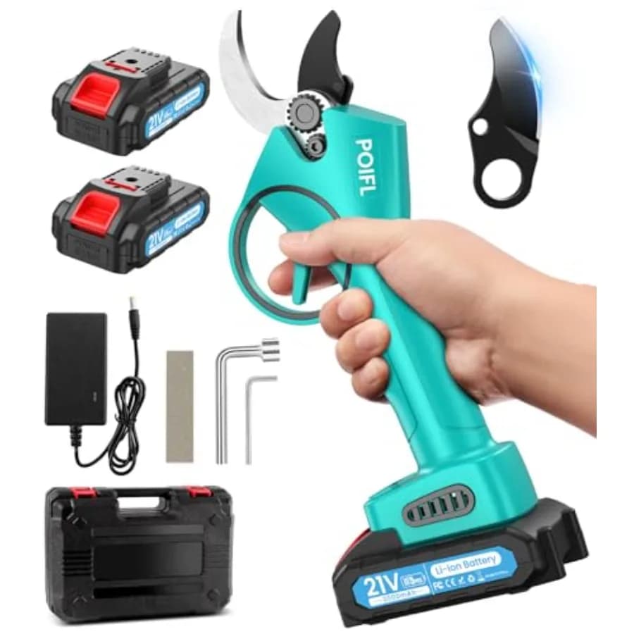 1,4 inch electric pruning scissors with brushless motor, 2 2000 mAh batteries, SK5 blade, wireless pruning scissors for plants, hedges and trees