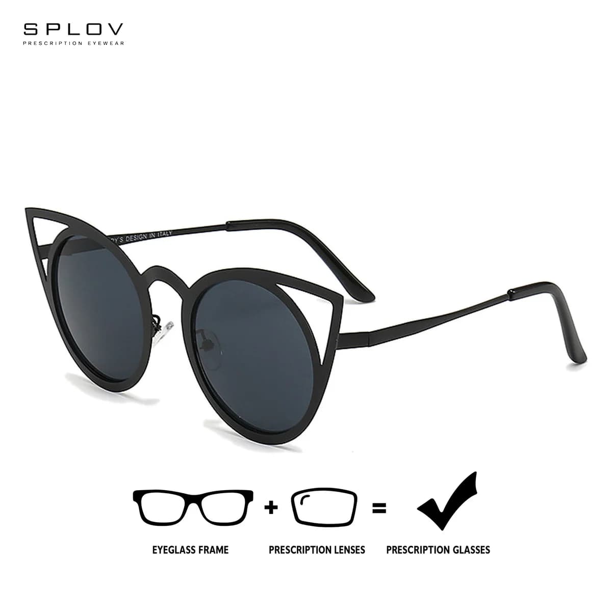 SPLOV Cat-Eye Frame Prescription Sunglasses for Women Fashionable Luxury Metal Frame Photochromic Polarized Optical Glasses