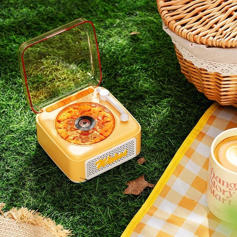 Kawoo Bluetooth Speaker Vinyl Record Player High Quality Stereo Sound Water Ripple Ambient Light White Noise Sleep Aid For Home