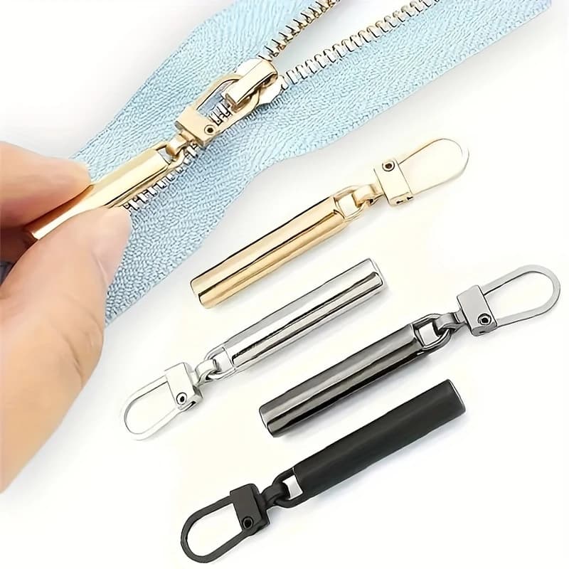 4 Pezzi Tirazip in Metallo Staccabili per Cerniere, Linguette per Cerniere Fai-da-te, Kit di Riparazione per Cerniere di Borse e Giubbotti Imbottiti