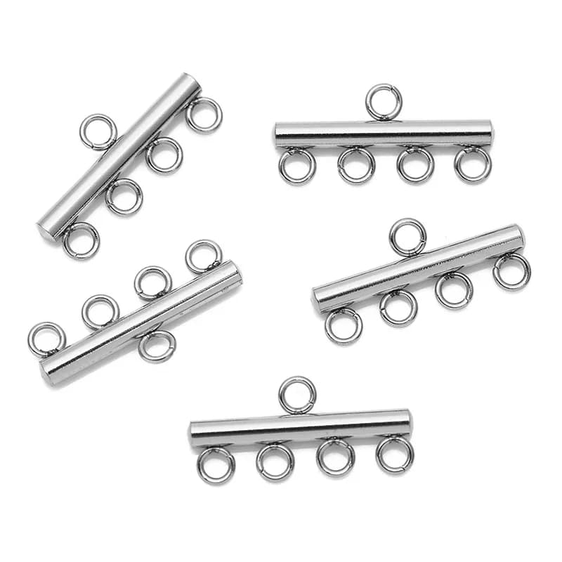 10 Pezzi Connettori a Goccia in Acciaio Inossidabile a 5 Anelli per Collane, Bracciali, Orecchini e Catene - Forniture Fai da Te per Creazione Gioielli