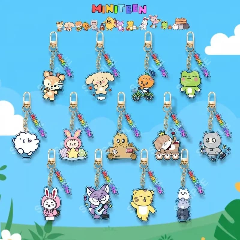 Q Version SEVENTEENeds Double Sided Printed Cartoon Acrylic Keychain Portable Key Backpack Handbag Hanging Decor Charm Gift