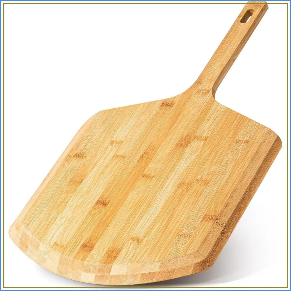 16 Inch Natural Bamboo Pizza Peel, Wood Pizza Paddle for Large Pizza Board, Serving & Cutting Board for Cheese Bread Fruit Vegetables
