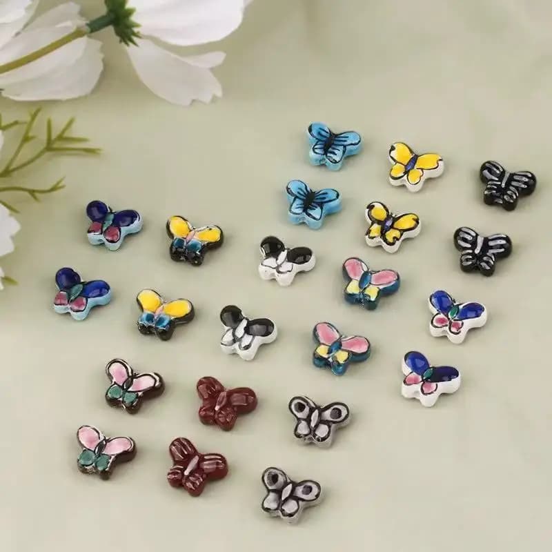10 pezzi 18x13mm perline farfalla in ceramica per portachiavi collana braccialetto orecchino creazione di gioielli accessori fatti a mano fai da te