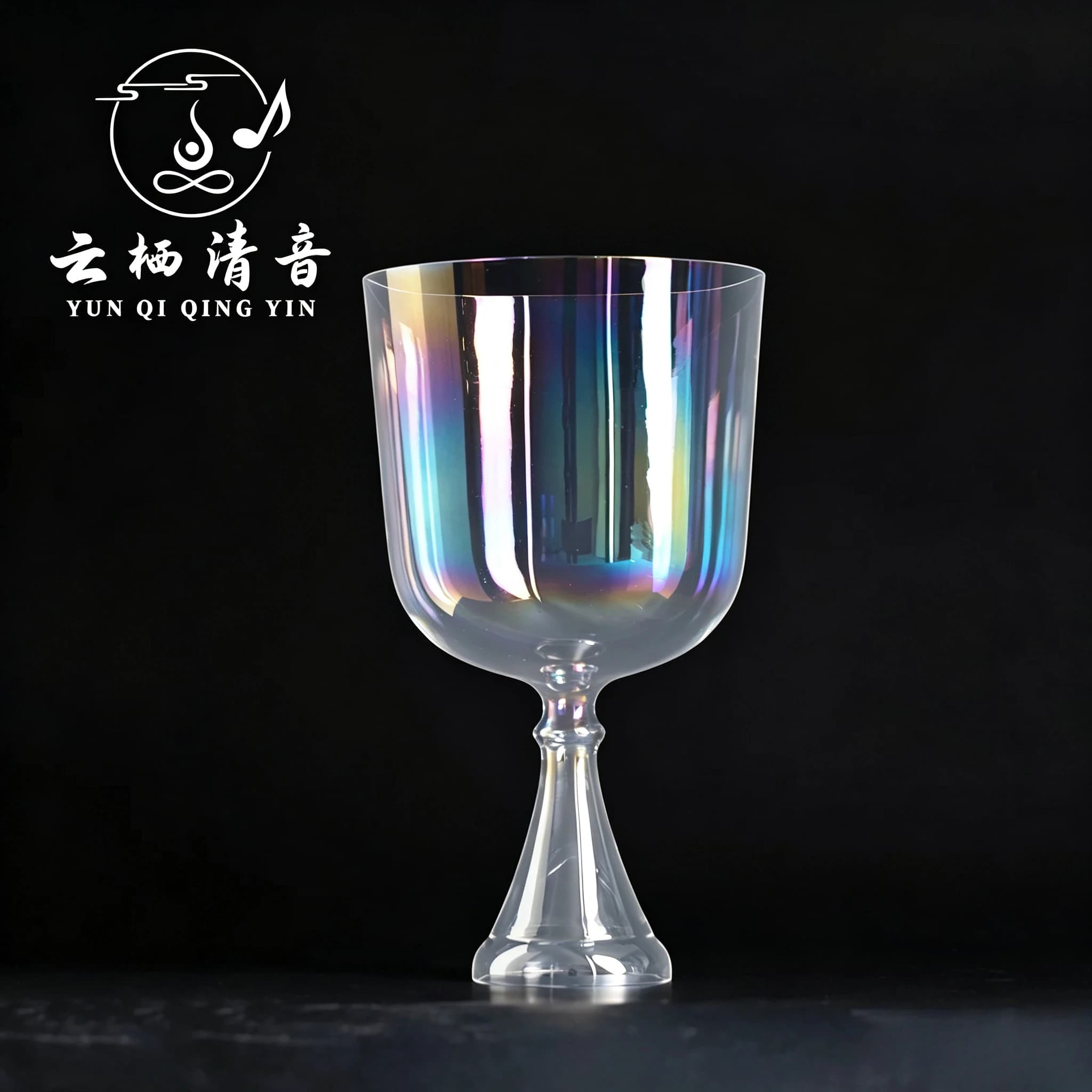 YUN QI QING YIN Handheld Holy Grail Cosmic Light Clear Quartz Crystal Singing Bowl Sound Healing Bowl For Meditation Stress Relief Chakra Balancing