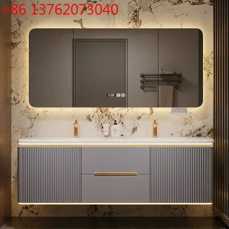 Mobile bagno salvaspazio di lusso multiuso stretto con lavabo, colonna portaoggetti e base per WC