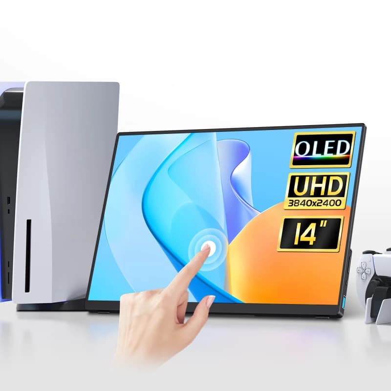 VCHANCE 14'' Oled Monitor portatile Touch Screen con custodia 500nits Display da viaggio per ufficio Extender per laptop da gioco MacBook