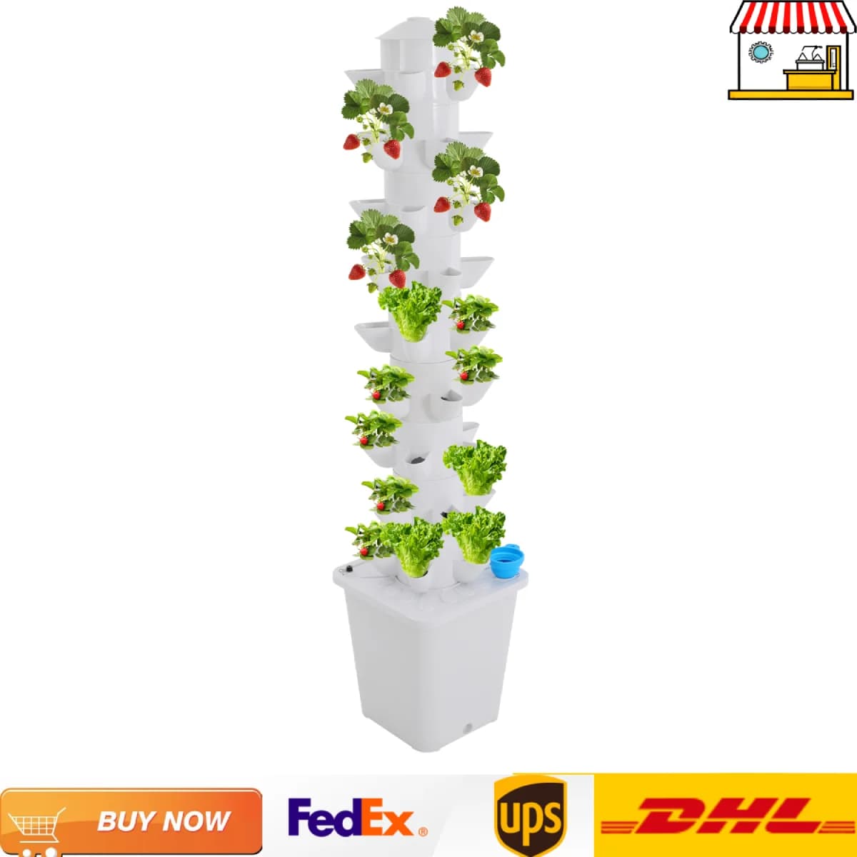 Vertical garden tower with 45 holes | Vegetable garden planter with Hidroponia growing system for garden greenhouse with balcony