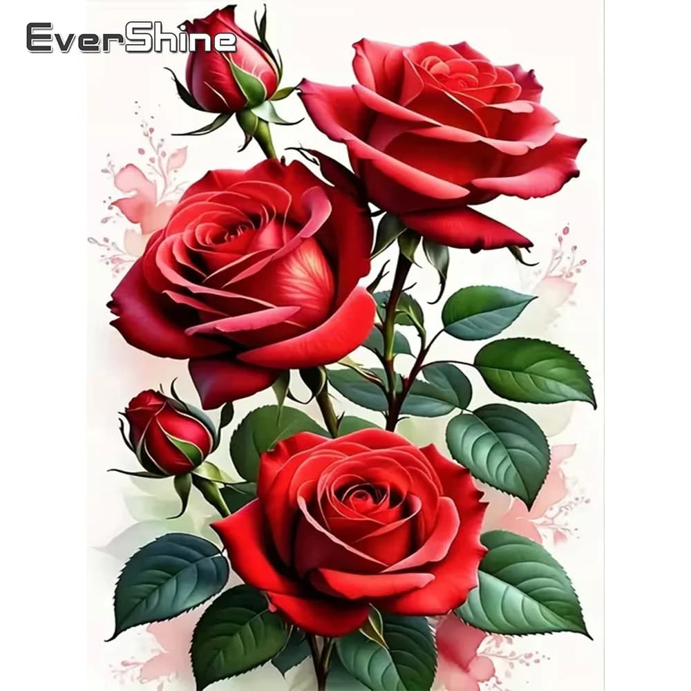 Evershine Diamond Mosaic Flower Cross Stitch Art Painting Rose Pattern For Adults Beginners Craft Kit Embroidery Home Decor