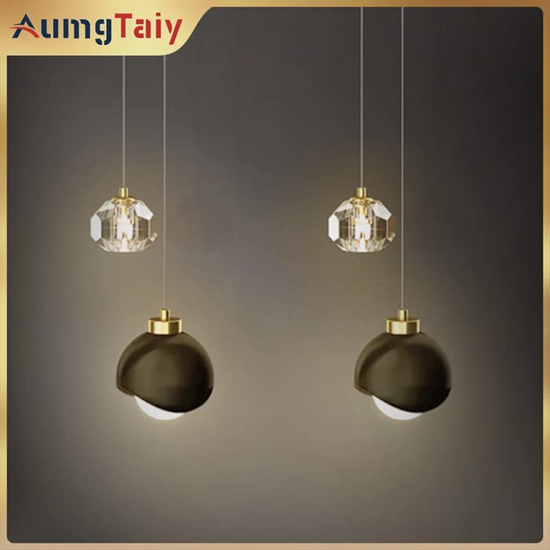 lampadario soffitto moderno Lampada a Sospensione LED a Sfera di Cristallo 24W Stile Nordico per Camera da Letto, Bar, Loft – Lampadario Decorativo led camera da letto luce led plafoniera soffitto paralume per lampa
