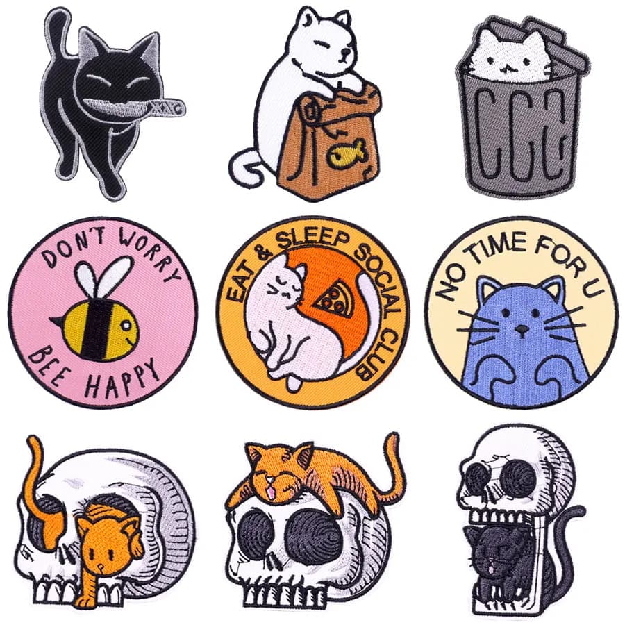 1pc New Cartoon Cute Cat Embroidery Cloth With Adhesive Backing Diy Children's Clothing Accessories Patches Personality Badges