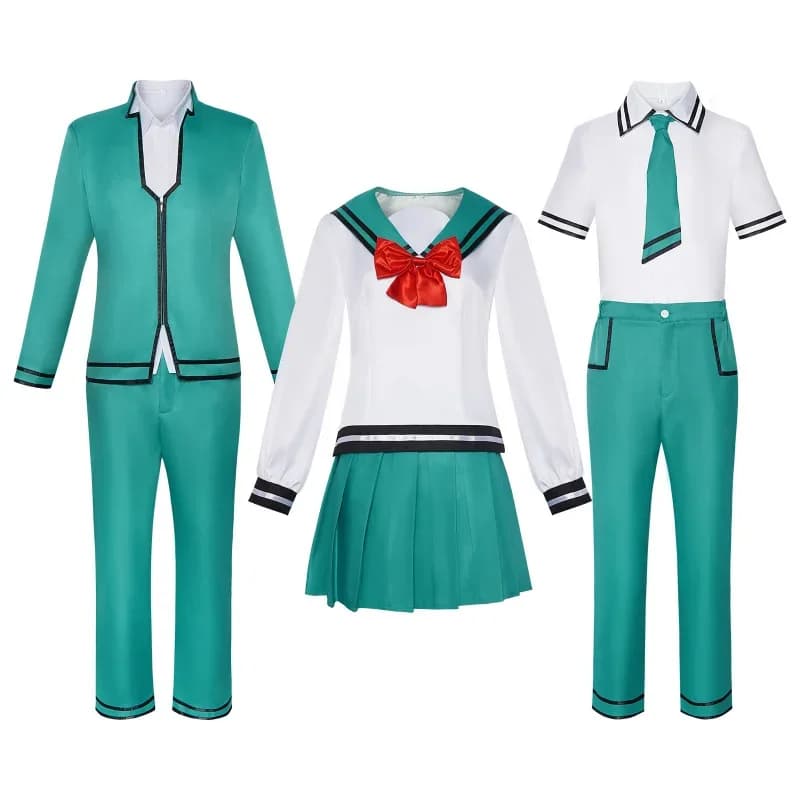 Cosplay Anime Costume Uniform Skirt Bow Tie Wig Halloween Cos Adult Women's Clothing