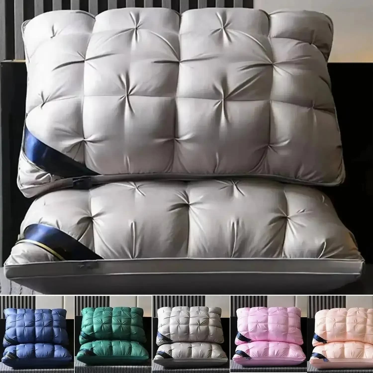 Cuscino per hotel 48x74 cm Nucleo in fibra di velluto Supporto per il collo per il sonno profondo Cuscini per biancheria da letto per la casa traspiranti e non collapsi