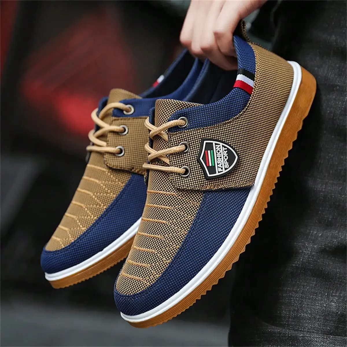 Nuove Scarpe da Uomo Basse con Lacci in Tessuto, Morbide e Comode, Versatili per Tutte le Stagioni, alla Moda, Casual, per Esterni, Tempo Libero, Sport e Camminata