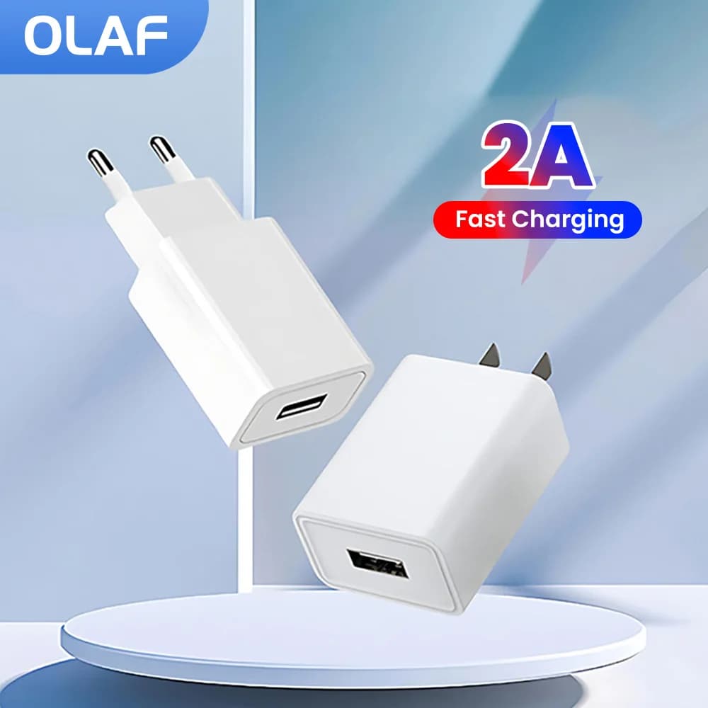 Caricatore USB Olaf 10W 5V 2A Ricarica Rapida Adattatore per Telefoni Cellulari per iPhone Samsung Xiaomi Huawei Caricatore da Muro con Spina EU/US