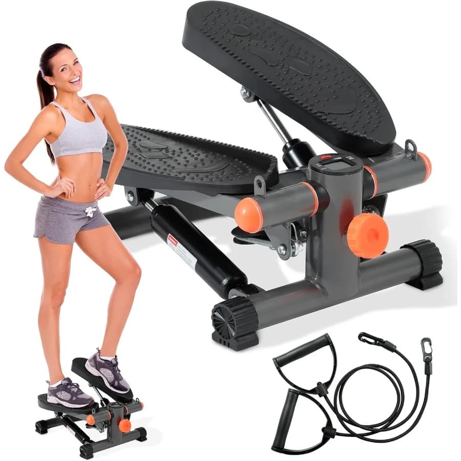 Mini Stepper for Home Exercises with Resistance Bands, Black Compact Cardio Tool for Full Body Training, Space Saving